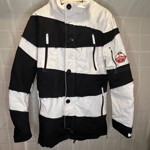 SPRAYGROUND Rare Designer Prison Stripe Phantom Slashes Parka Jacket Mens Size M